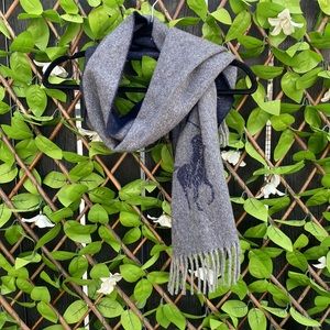 Ralph Lauren Wool Navy & Gray Two Sided Scarf - Versatile and Warm - Unisex